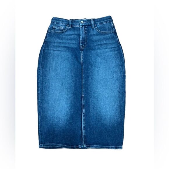 Jen7 For All Mankind Stretch Jean Pencil Skirt 6 - Picture 2 of 7